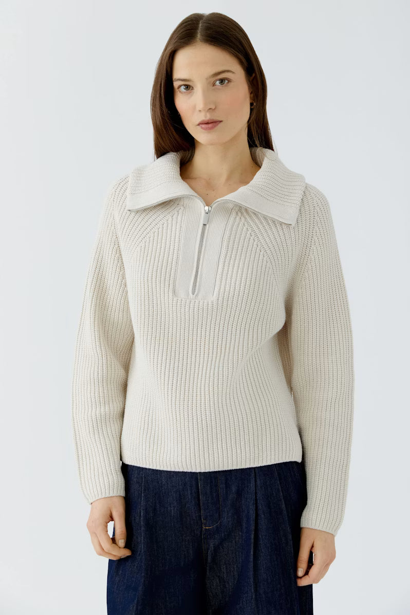 Oui Ribbed Knit Half-Zip Jumper