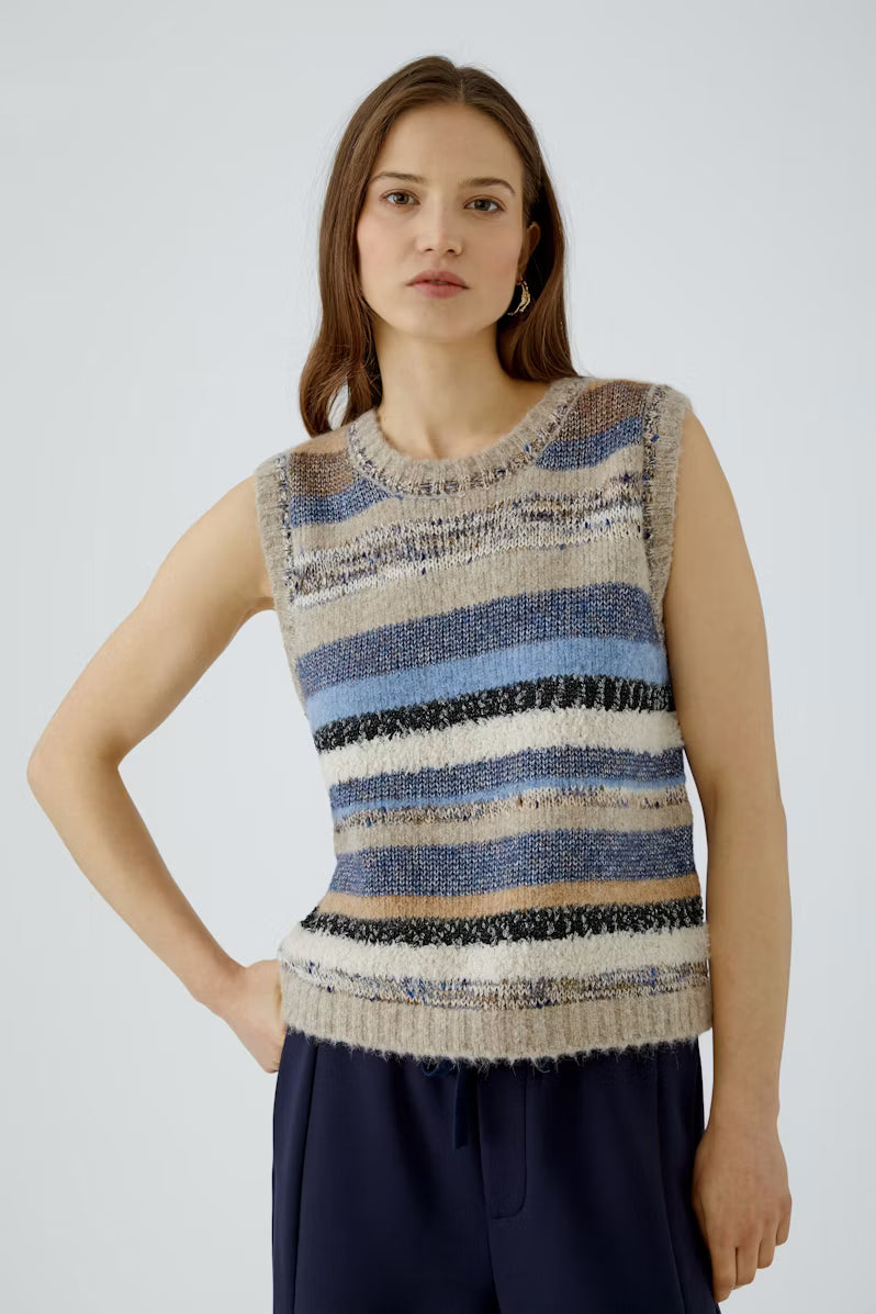Oui Striped Knitted Sleeveless Jumper