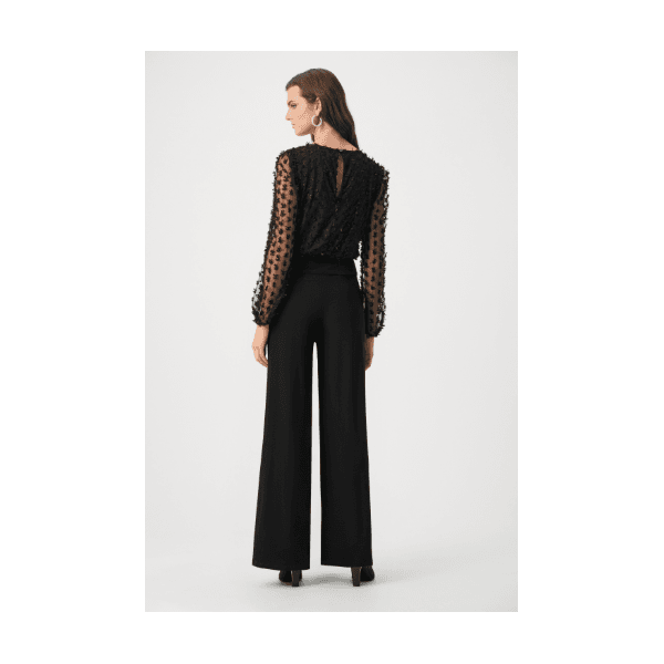 Joseph Ribkoff Silky Knit And Sheer Novelty Wide Leg Jumpsuit
