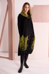 Naya Round Neck Dress With Scribble Print Bottom Section