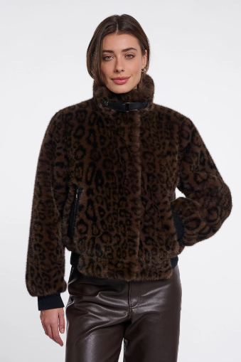 Rino & Pelle Ambra Leopard Faux Fur Jacket