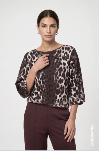 Monari Black Coffee Leopard Jacquard Jumper