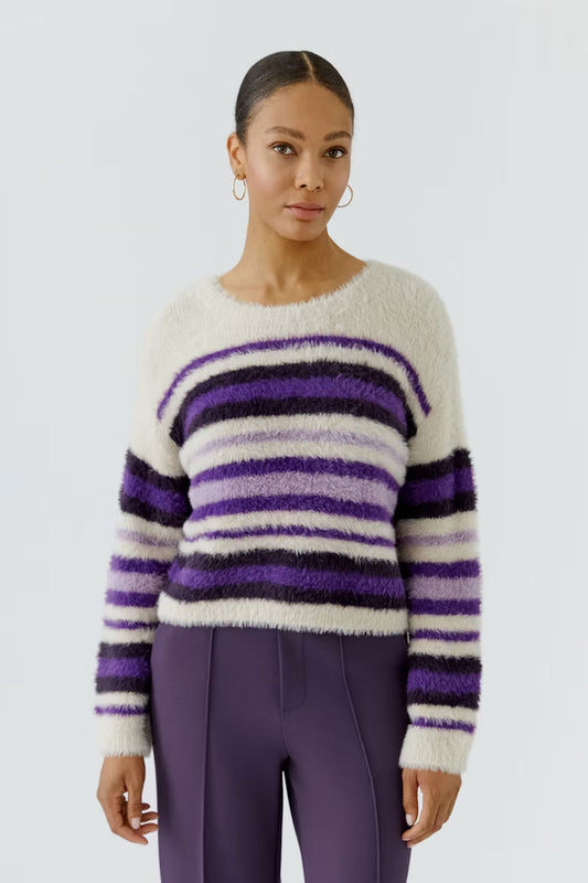 Oui Striped Textured Knit Jumper