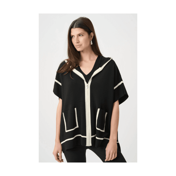 Joseph Ribkoff Black Hooded Boxy Jacket