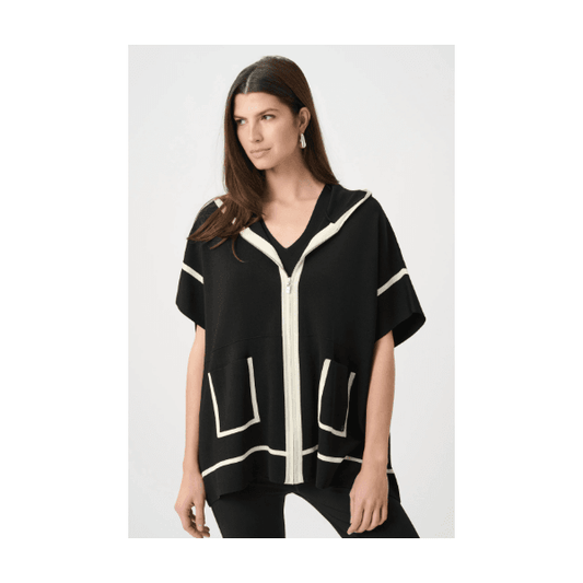 Joseph Ribkoff Black Hooded Boxy Jacket