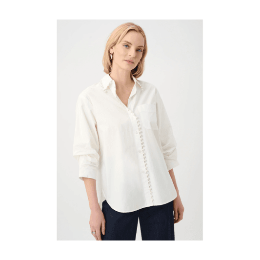 Joseph Ribkoff Cotton Pearl Trim Blouse