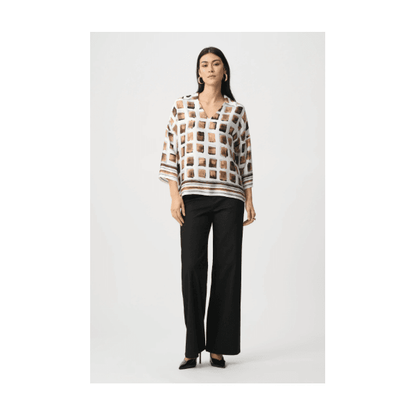 Joseph Ribkoff Satin Geometric Print Boxy Top