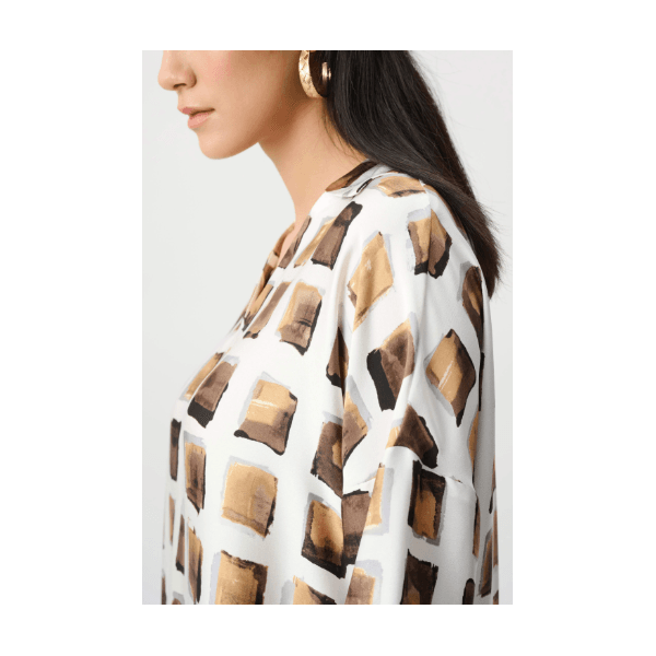 Joseph Ribkoff Satin Geometric Print Boxy Top