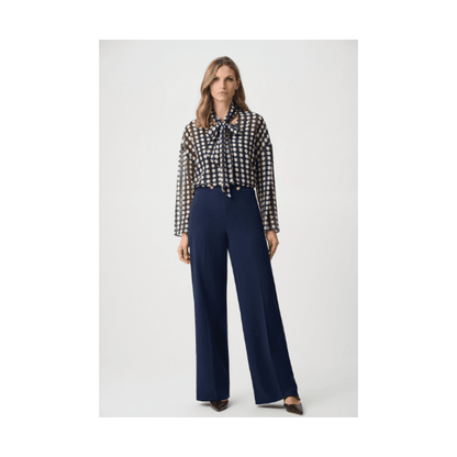 Joseph Ribkoff Chiffon Geometric Print Tie Neck Blouse