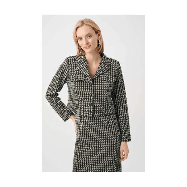 Joseph Ribkoff Jacquard Geometric Cropped Jacket