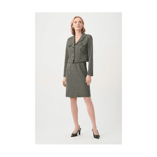Joseph Ribkoff Jacquard Geometric Cropped Jacket