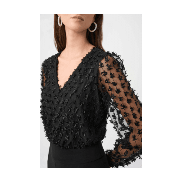 Joseph Ribkoff Silky Knit And Sheer Novelty Wide Leg Jumpsuit