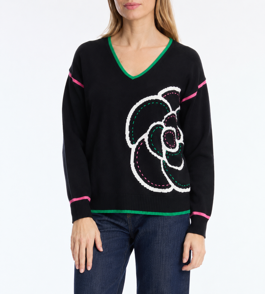 Leo & Ugo V-Neck Statement Motif Jumper