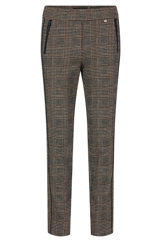 Robell Rita Dark Brown Check Trousers