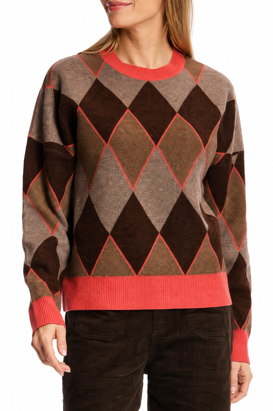 Leo & Ugo Geometric Diamond Knit Jumper