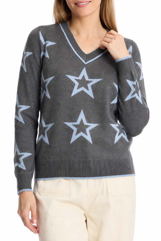 Leo & Ugo Star Print V-Neck Jumper