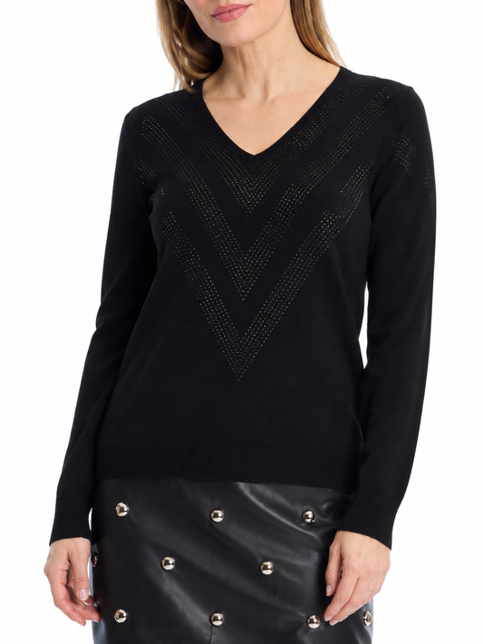 Leo & Ugo V-Neck Pointelle Detail Jumper