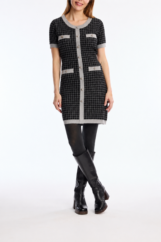 Leo & Ugo Checked Knit Dress