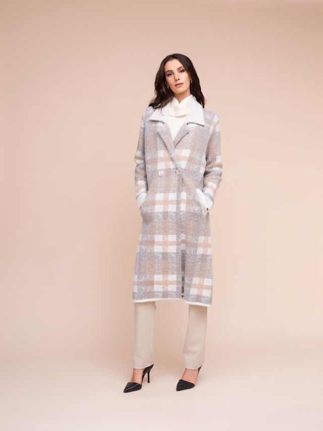 Alison Sheri Checked Longline Coat