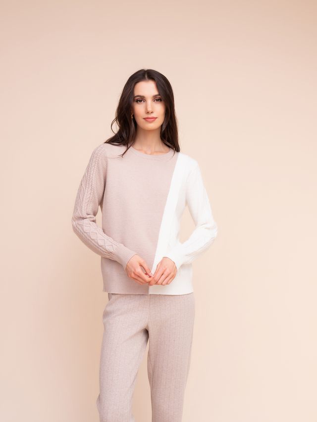 Alison Sheri Colour Block Cable Knit Jumper