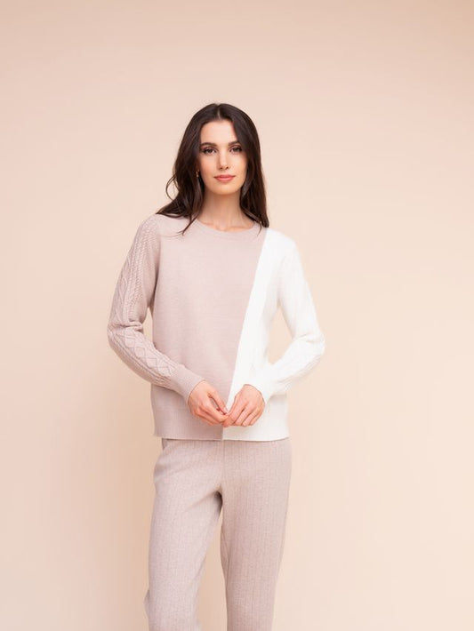 Alison Sheri Colour Block Cable Knit Jumper