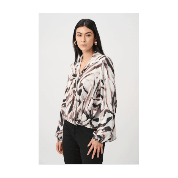 Joseph Ribkoff Animal Print Draped Top