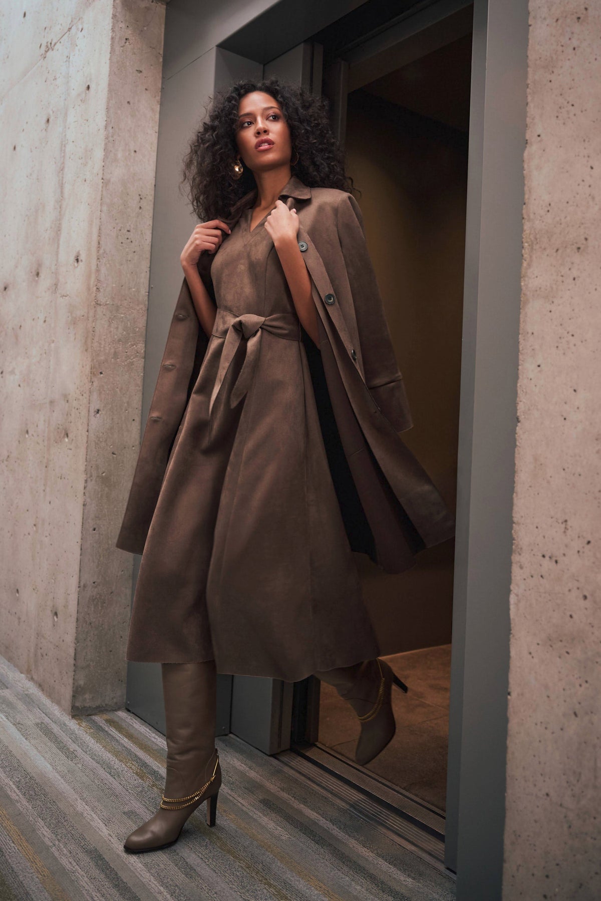 Joseph Ribkoff Suede Fit And Flare Dress