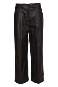 Naya Wide Leg Leatherette Trousers with Hem Panel