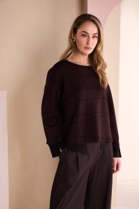 Naya Round Neck Top With Flocking Stitch Detail