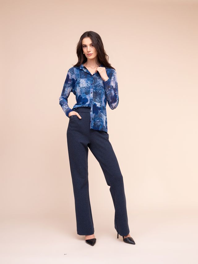 Alison Sheri Printed Button-Front Blouse