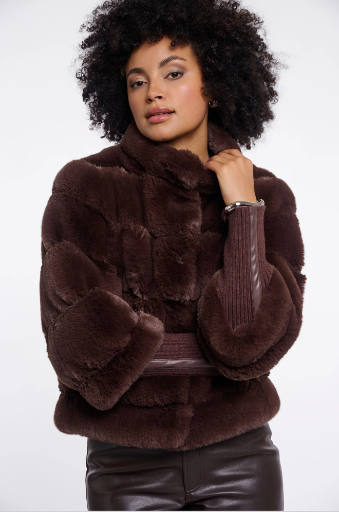 Rino & Pelle Feline Faux Fur Jacket with Ribbed Cuffs