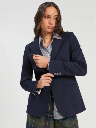 Vilagallo Tailored Navy Blazer with Patch Pockets