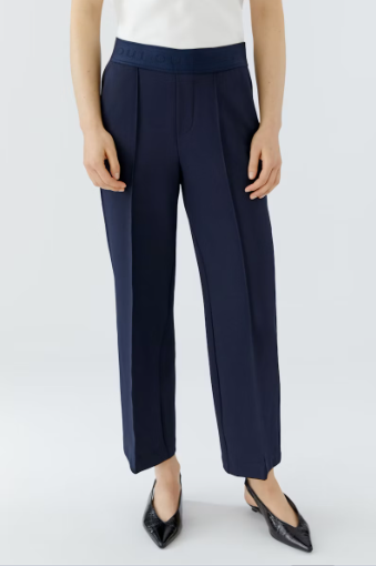 Oui Dark Blue Cropped Trousers