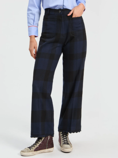 Vilagallo Black & Navy Gingham Trousers