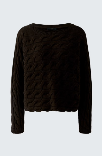Oui Chocolate Torte Brown Cable Knit Jumper