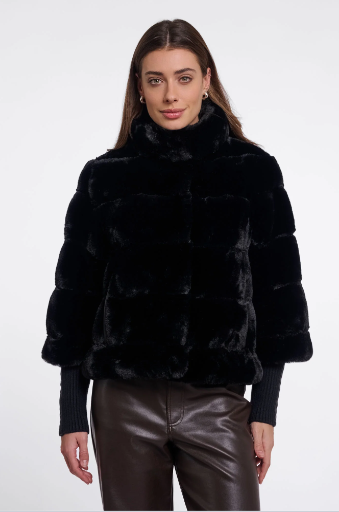 Rino & Pelle Feline Faux Fur Jacket with Ribbed Cuffs