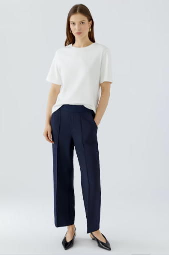 Oui Dark Blue Cropped Trousers