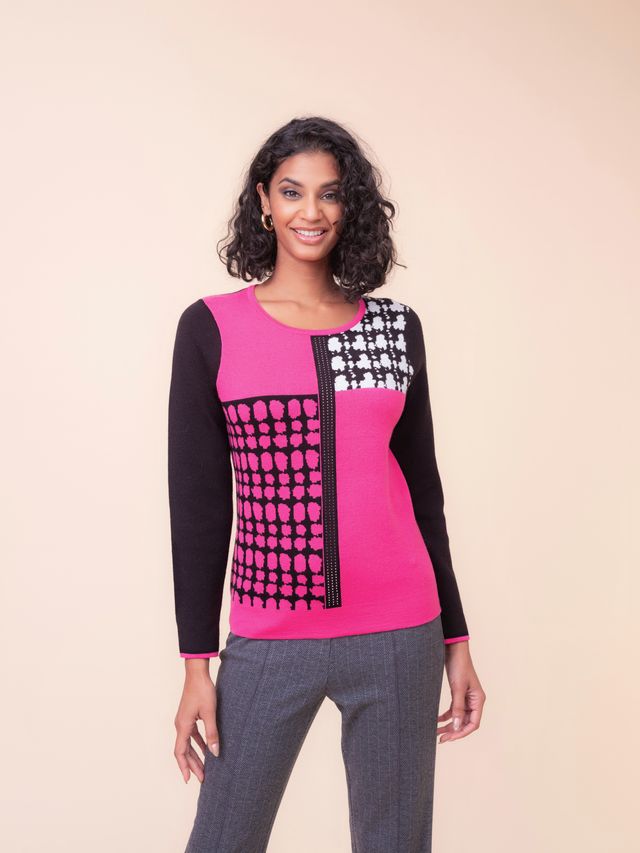 Alison Sheri Geometric Colour Block Knit Jumper