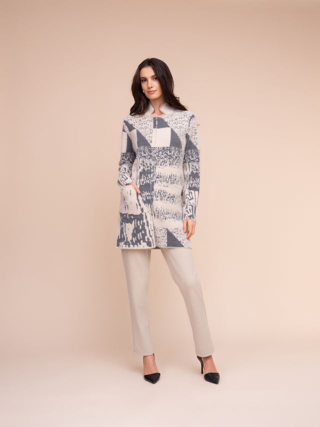 Alison Sheri Abstract Patchwork Knit Tunic