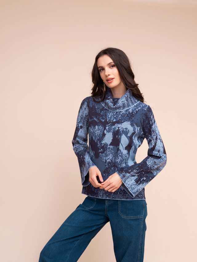 Alison Sheri Abstract Print Cowl Neck Top